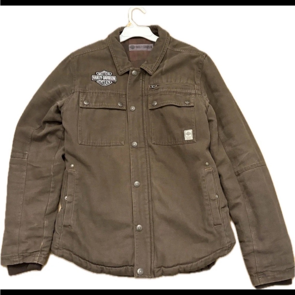 Harley-Davidson Men's Brown Jacket, Buttons and Zipper. Size M